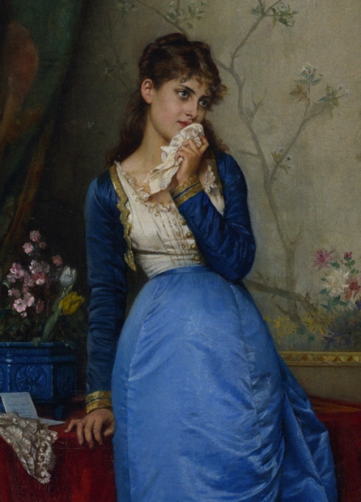 Detail of The Letter by Auguste Toulmouche, 1879