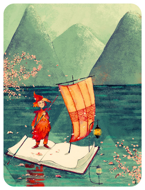 Navegando con la lectura (ilustración de Anne Soline)