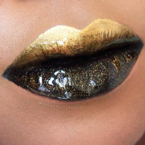 sugarpillcosmetics:

Love these breathtaking lips by @naturallyerratic ! She used Sugarpill Goldilux metallic gold eyeshadow with @thebodyneeds Falling Stars Gold Halo. Gorgeous work, @naturallyerratic!