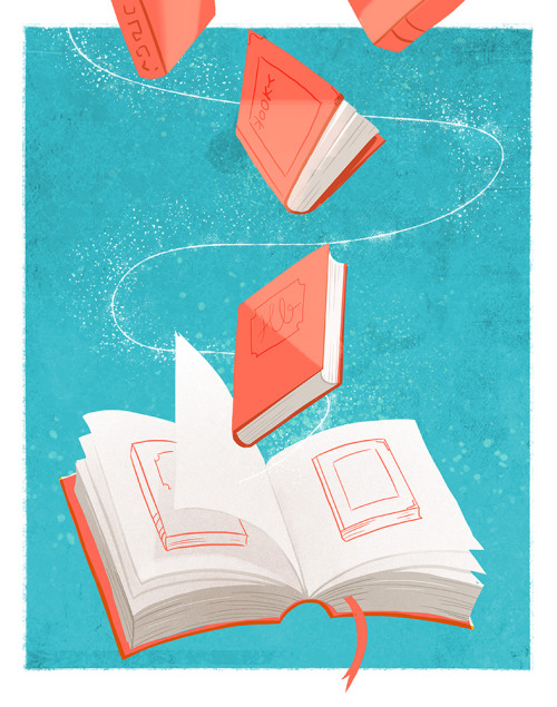Un libro siempre lleva a otro, una lectura a otra… cosidas con un hilo de palabras (ilustración de Kookylane)