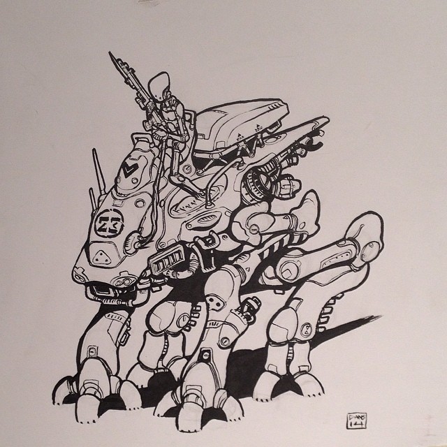 March of robots day 23! Nomad-bot riding a strider-bot. #marchofrobots
