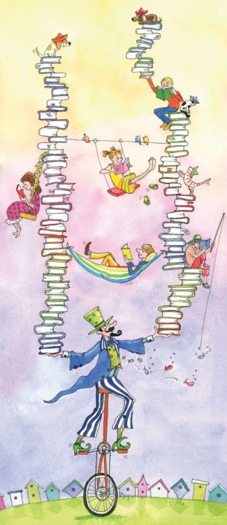 Bibliotecario-Equilibrista (ilustración de Louise C Bergeron)