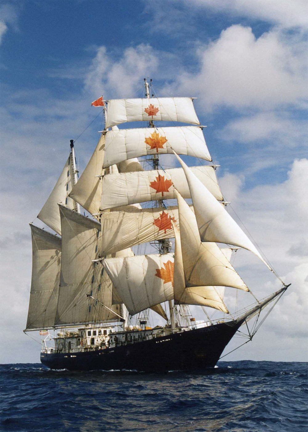 carolleevandyk:
This beautiful ship Concordia was built in Poland in 1992 for the West Island College in Montreal, Canada. She served as a sail training ship: her hull was made of steel and she was rigged as a schooner barque. 
Too bad it sank due to freak-weather on 17 February 2010 somewhere southeast of Brazil.
