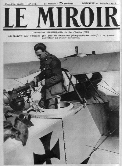 November 15, 1915 issue of Le Miroir featuring a photo of French Ace, Jean Navarre, inspecting a captured German Two-Seater.