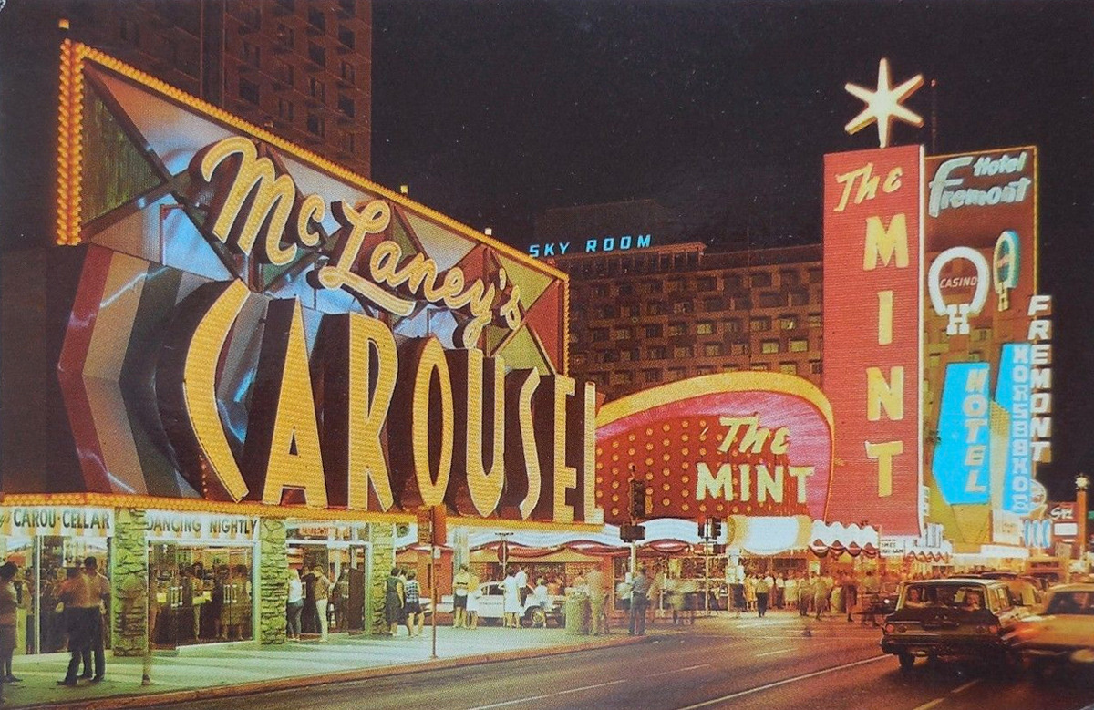 Fremont Street and 1st Street - Las Vegas Nevada, U.S.A. - 1965 - Curt Teich postcard 5DK-1301