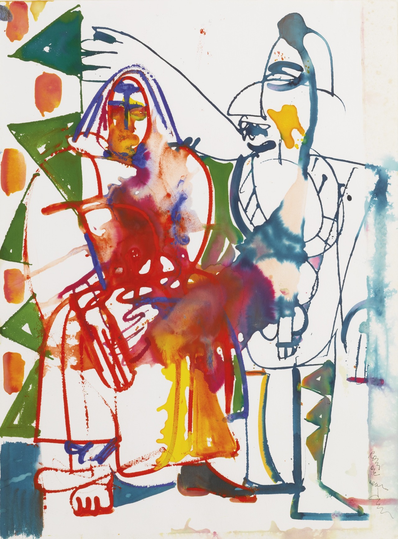 thunderstruck9:

Romare Bearden (American, 1911-1988), Obeah with Bird Loa, 1984. Watercolor on paper, 30 x 22 ¼ in.