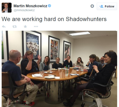 Me visiting the Shadowhunters writing room in Los Angeles. You can see the back of the show runner Ed Dexter&#8217;s head.
