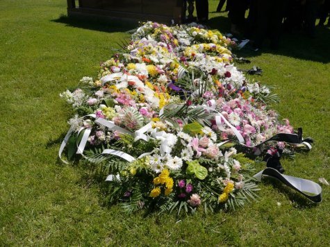 Flowers at York Cemetery, at conclusion of funeral in the extended family