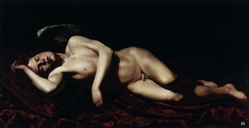 hadrian6:

Sleeping Cupid. 1618-22. 
Giovanni Battista Caracciolo. Italian 1578-1635. oil/canvas.
http://hadrian6.tumblr.com
