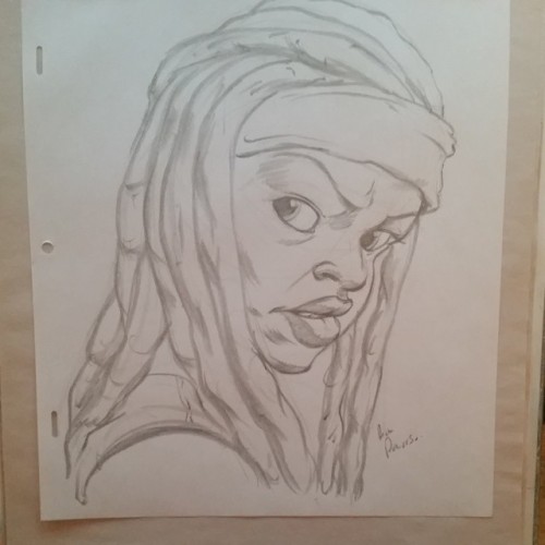 Randomly did a drawing of Michonne using some Neil Adams moves. I like the form his hartching creates. #sketchavember #walkingdead #michonne