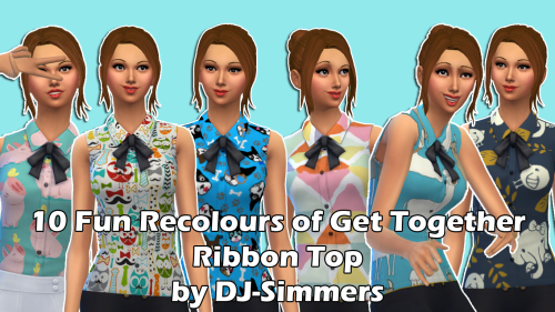 500 Followers Gift - 10 Fun Recolours of the Get Together Ribbon TopThank you for helping me reach 500 followers! I never expected to have so many! So to show my thank you to you all, here are some recolours of the top that came with the Get Together EP. GET TOGETHER EP REQUIRED FOR THESE TO WORKDOWNLOAD HERE (SimFileShare)Download Here (Dropbox)TOU: Please do not re-upload or claim as your ownIf you have any feedback on this CC or if there are any problems, please do let me know! Also if you have any CC Requests, please send me a message and I’ll see what I can do for you :) 
