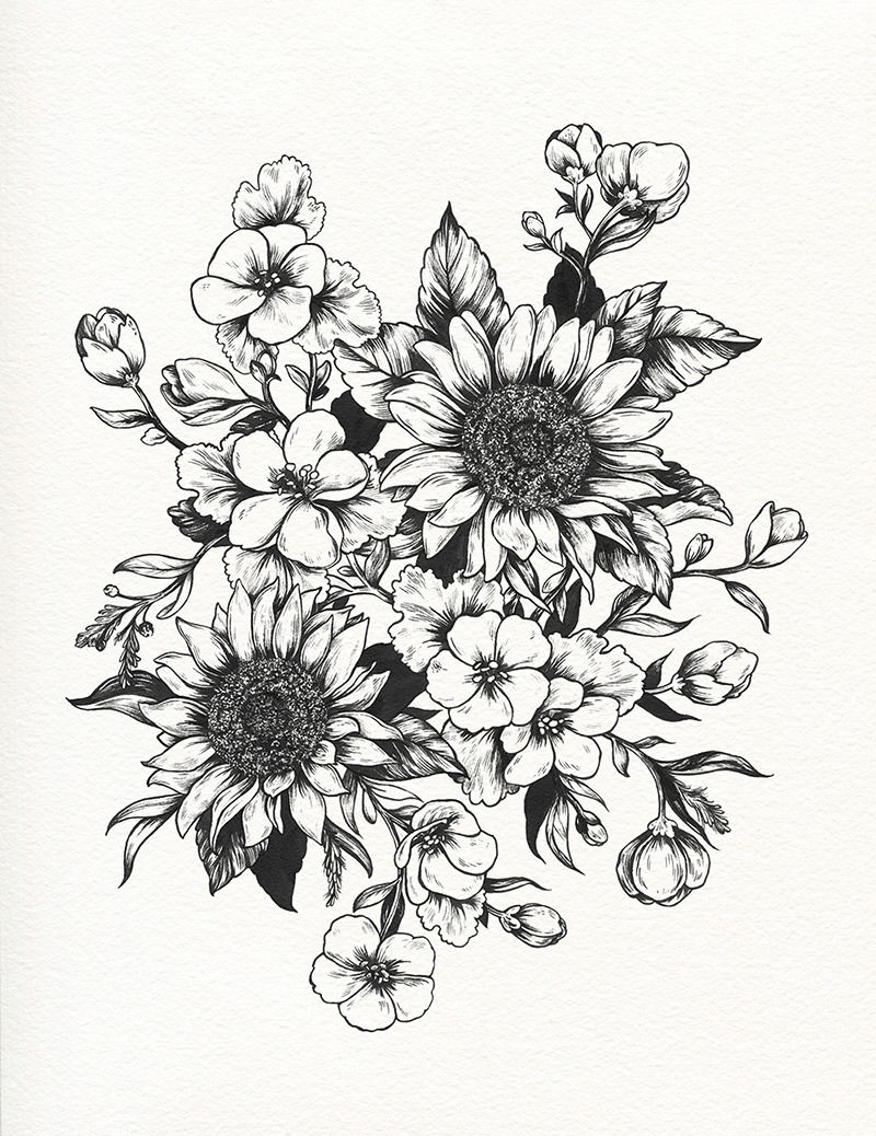 Sunflowers Tumblr Black And White