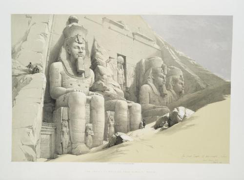 humanoidhistory:

The temple of Abu Simbel in southern Egypt, shown in a lithograph published 1842-1849. (New York Public Library)
