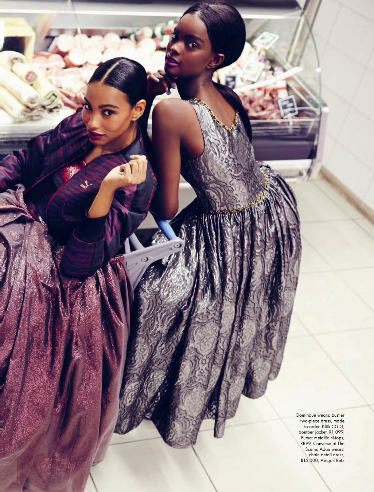 leahcultice:</p>
<p>Dominique &amp; Adau Mornyang by Damon Fourie for Elle South Africa July 2014<br />
