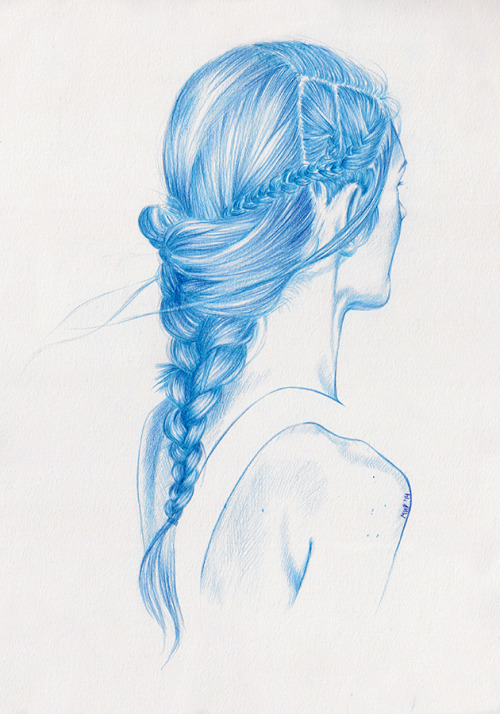 Drawing Illustration Art Hair Model Draw Artwork Blue Braids