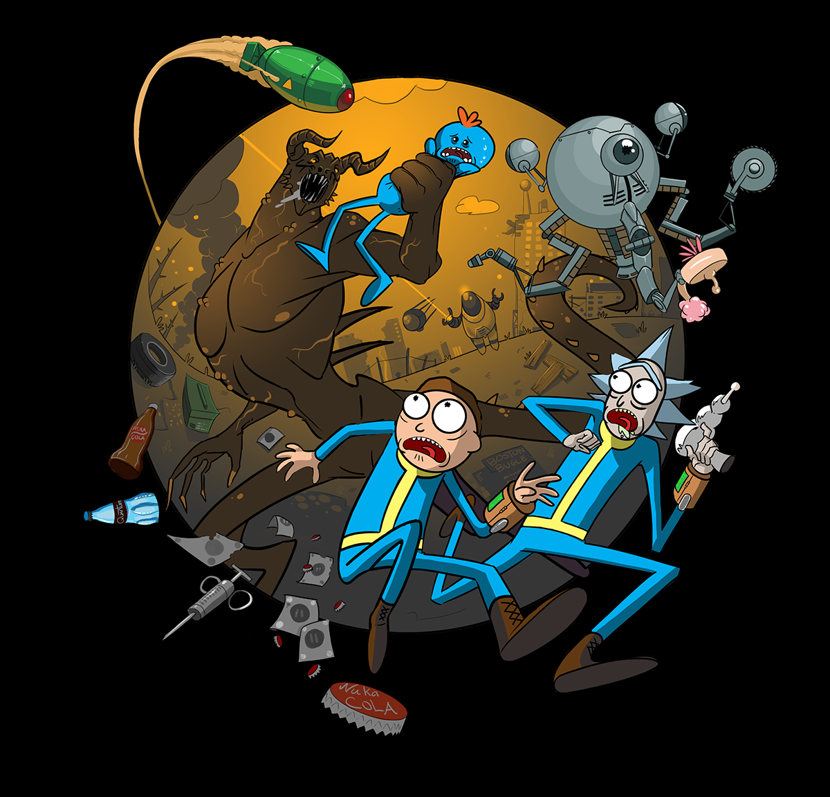 Rick and Morty and Fallout by Philip Bawasanta