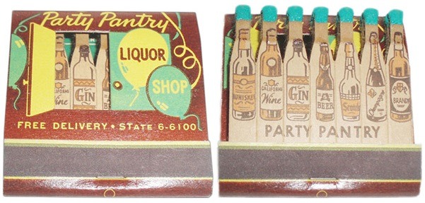 spicyhorror:

1950s Party Pantry Liquor Shop advertising matchbook
