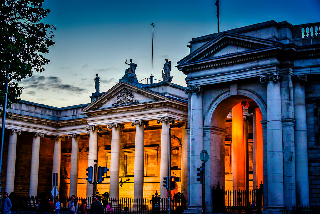 Bank of Ireland at dusk - Dublin Ireland by mbell1975