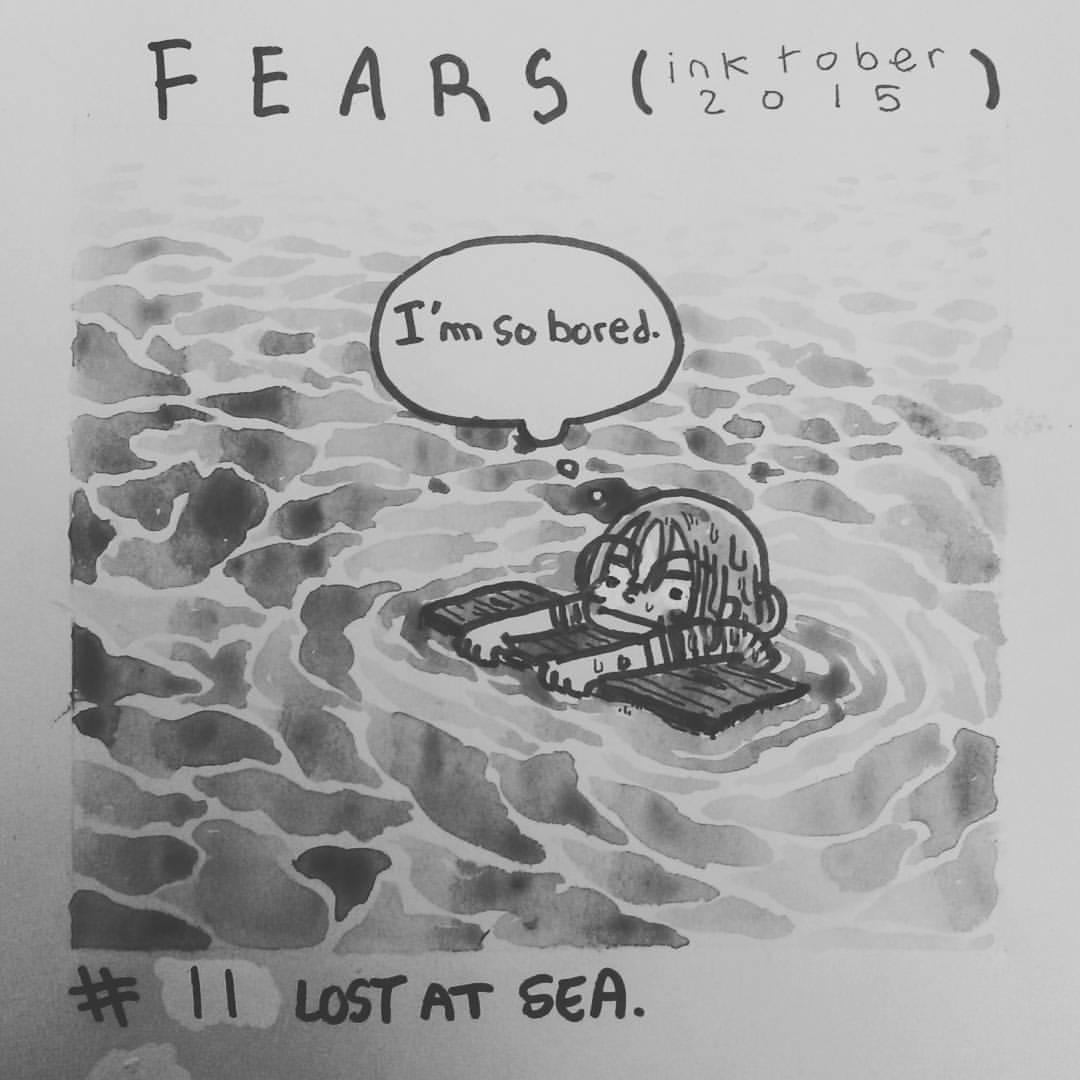 #Inktober 11 ⛵ The sea is scary.