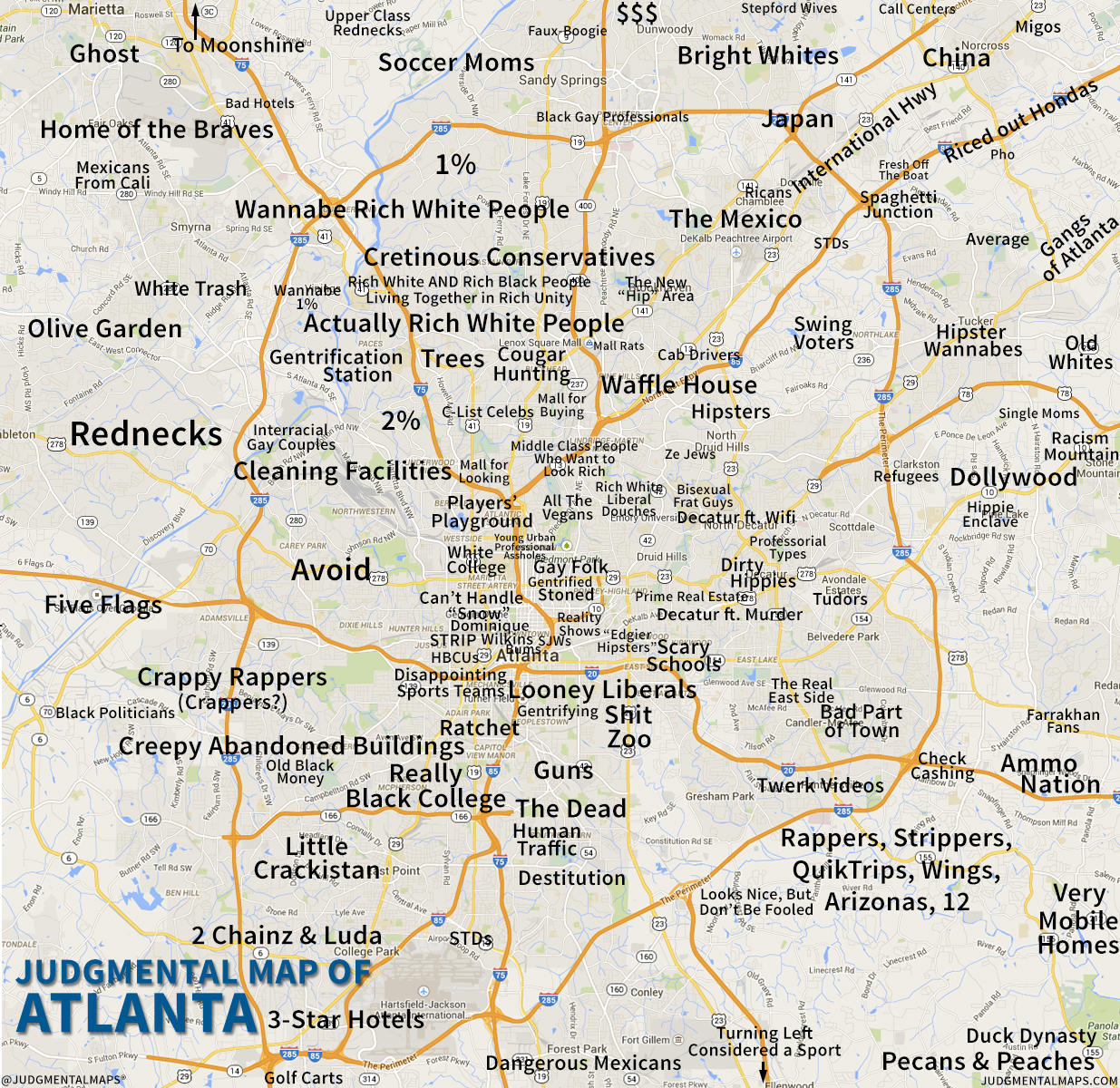 JUDGMENTAL MAPS: Atlanta, GA by An Honest Atlantan Copr. 2015 An...