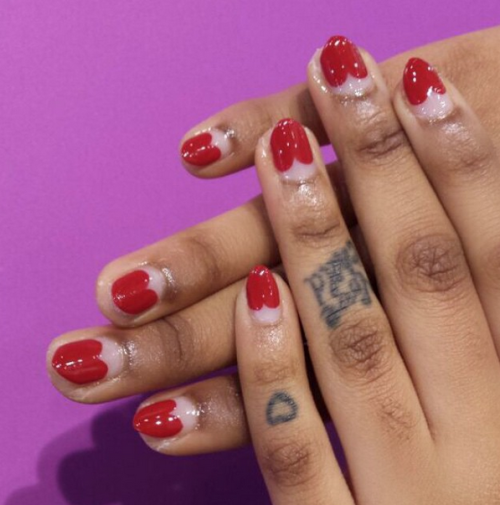 HEART TIPS looks like the go-to design for this Valentines Day! These were done by WAH Babe@kione_g 💅💅💅💅book her now on topshop@WAH-nails.com. ❤️❤️❤️💅💅💅 #wahREALLOVE #WAHLOVE
