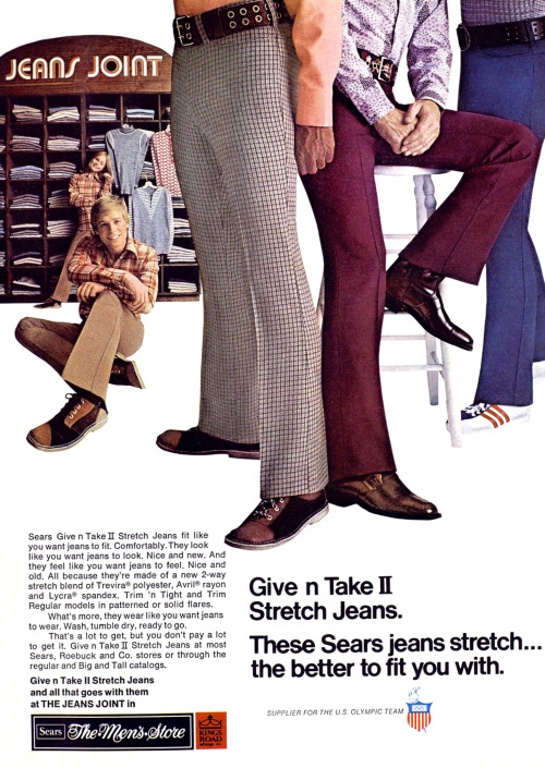 Sears Give n Take II Stretch Jeans, 1972