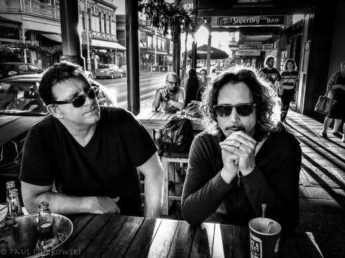 soundgarden:Ben Shepherd and Chris Cornell take a break from rehearsals in Adelaide