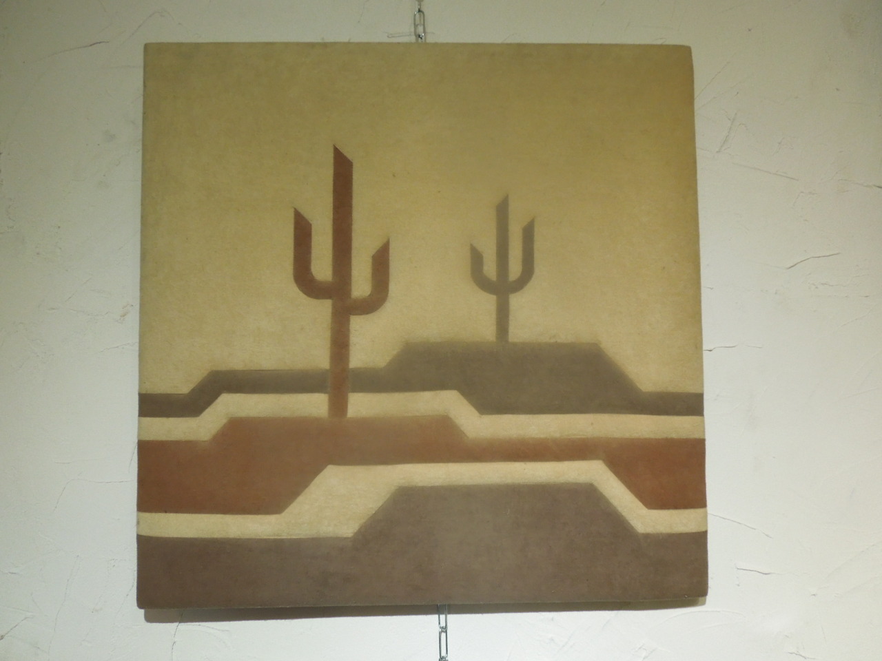 Vintage Fabric Art Cactus、ビンテージ　サボテンのファブリックアート