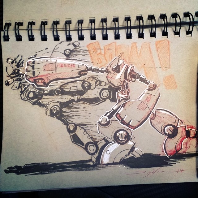 Day 25 #marchofrobots Did this one last night. 
#jetpens @jetpens 
#robot #sketch #sketchbook