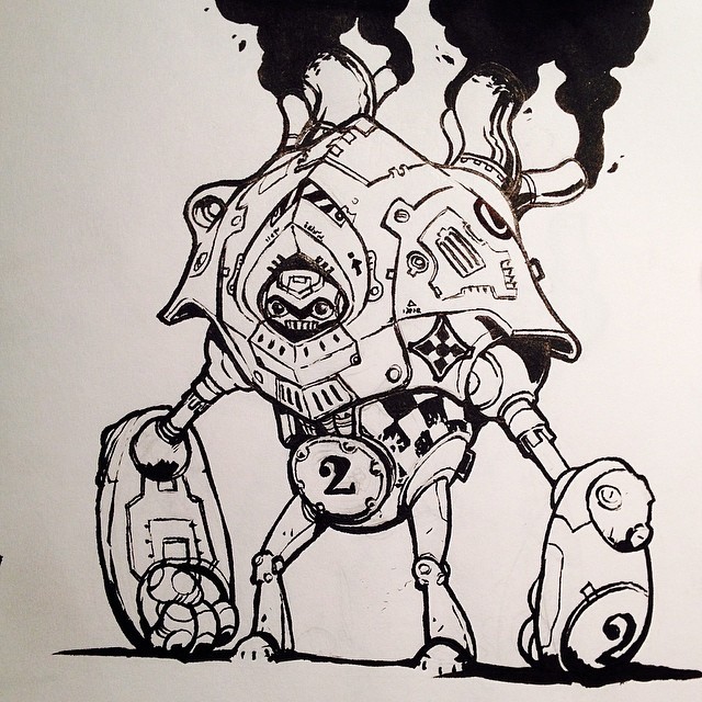 March of robots day 2 ! Smokey steve-bot says bzzzttt cough cough zzzttt. #marchofrobots
