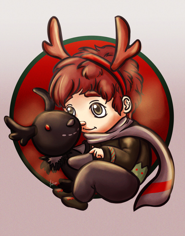 laibun:I wanted to draw baby Will with a stuff deer…I know it’s early for christmas ish stuff but idk i love this season and the weather and etc and i just…*HUGS AND SQUISHES* *SCREECHES INTO THE NIGHT* *ROLLS AWAY* I might want to do one with Hannibal too…idk..I actually  want to try and sew one…of the stuff deer…maybe…IT&rsquo;S THE PERFECT TIME FOR CHRISTMAS STUFF