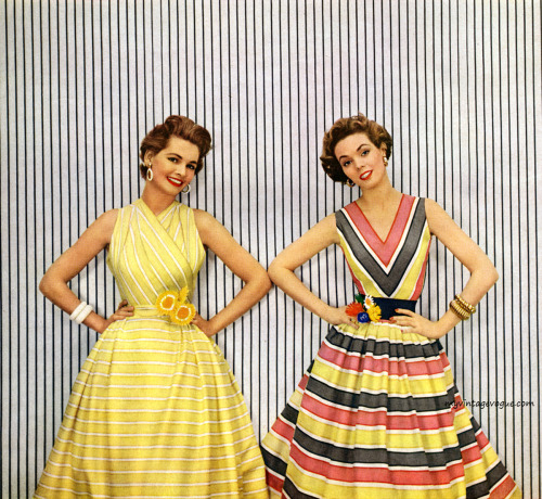 Dress fashions for the Simplicity Pattern Book, Summer 1953. Photo by Richard Avedon.