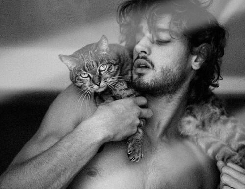 
Kit Harrington with a cat
