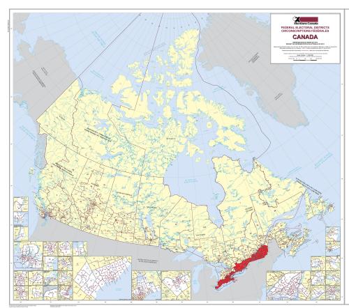 Half of Canada&rsquo;s 33.5 million people live in the red part.More population divided maps &gt;&gt;