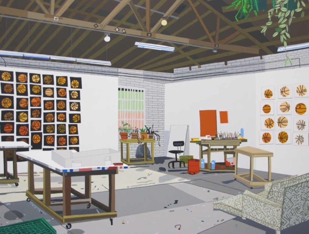 Jonas Wood - BBall Studio, 2012 (oil and acrylic on canvas)