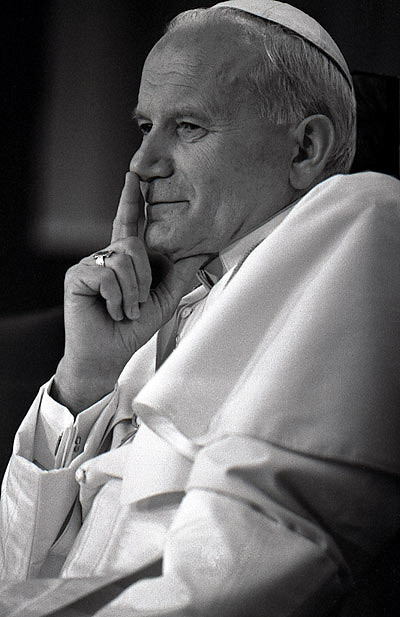 by-grace-of-god:

"This is no time to be ashamed of the Gospel. It is the time to preach it from the rooftops. Do not be afraid to break out of comfortable and routine modes of living in order to take up the challenge of making Christ known in the modern metropolis." ~ Pope John Paul II
