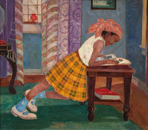 magictransistor:

Palmer C. Hayden, Young Girl Reading, 1960.