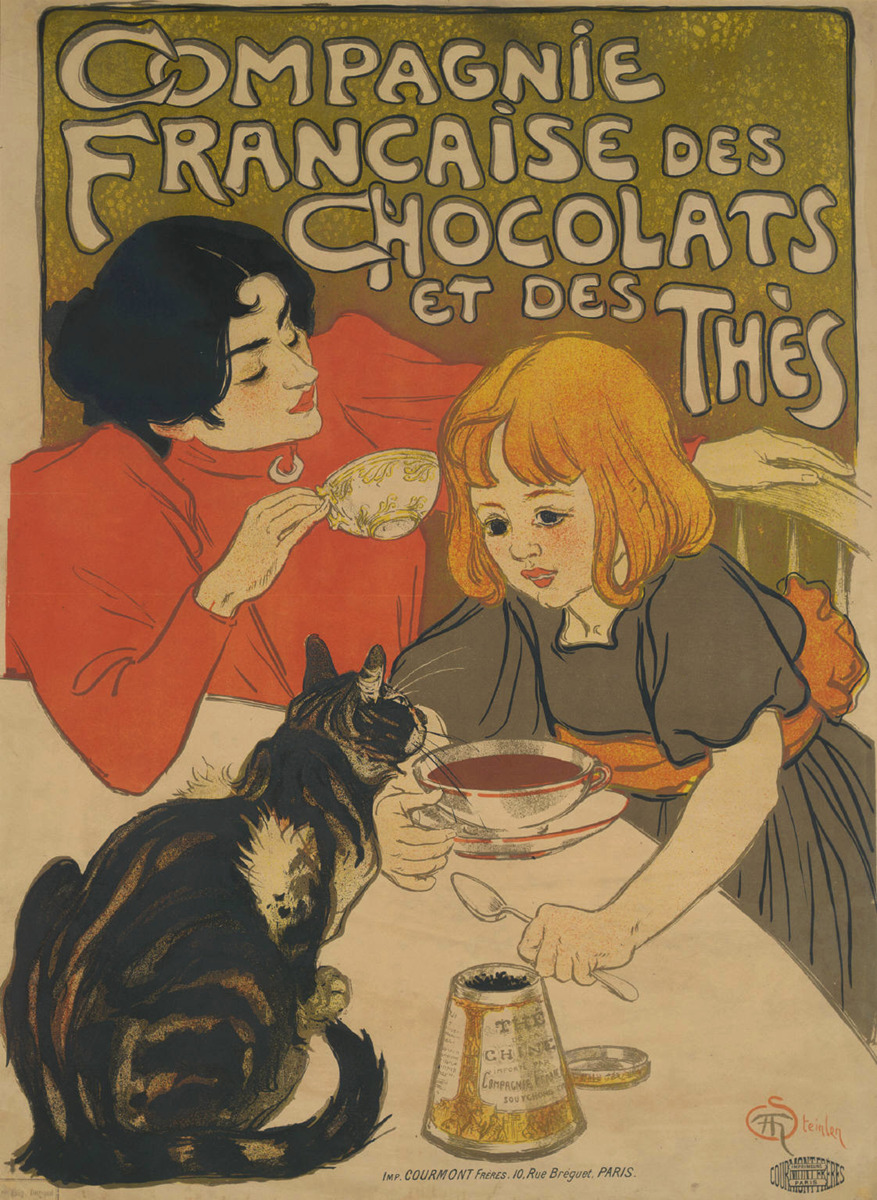 kafkasapartment:

Compagnie Francaise des Chocolats et des Thés (The French Chocolate and Tea Company) c.1900. Théophile Alexandre Steinlen. Color lithograph

