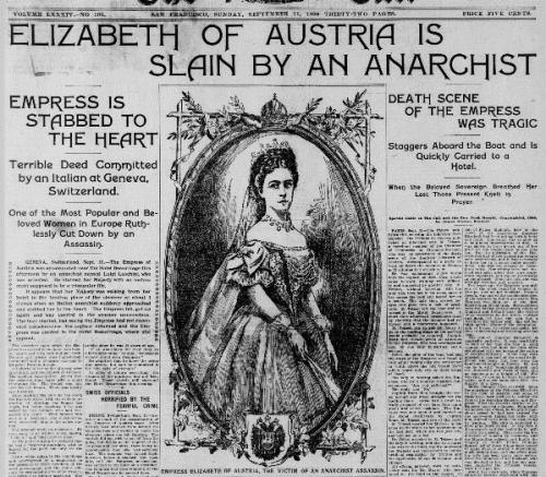 (source :Alexander Palace.org)Death notice of Empress Sissi in American Press, date: September 11th, 1898. 