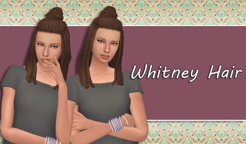 Here is a new hair I made, the Whitney Hair.- Comes in all EA colours- Base game compatible- Custom thumbnail- Is hat compatible but still has the ponytail from the original EA hair- Feel free to recolour/retexture/convert ~ Just give credit!- If you use any of my cc, tag your post #xdeadgirlwalking, and I’ll reblog itTOUDownload - SimFileShare/MediaFire
