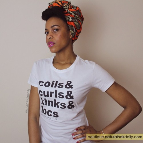The Curls&amp;Locs tee! Also available in the LocsLove design. Get yours at boutique.naturalhairdaily.com (link in bio) #afrolove #naturalhair #naturalhairtshirt #naturalhairapparel #naturalhairdaily #nhdaily #shopnhd