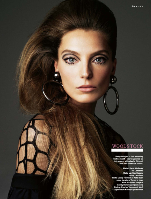 
Stylist Magazine #168 April 2013, Daria Werbowy by Victor Demarchelier.Hair: Nicholas JurnjackMake-up: Alex Babsky