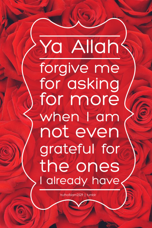 Ya Allah, forgive me for asking for more when I am not even grateful for the ones I already have
More islamic quotes HERE