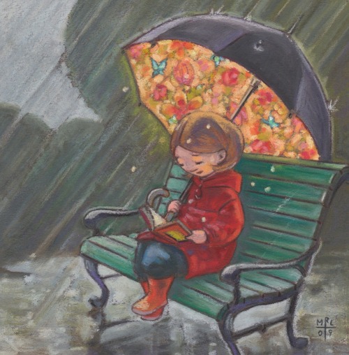 Otoño: días de lluvia y lectura (ilustración de Malene Laugesen)
