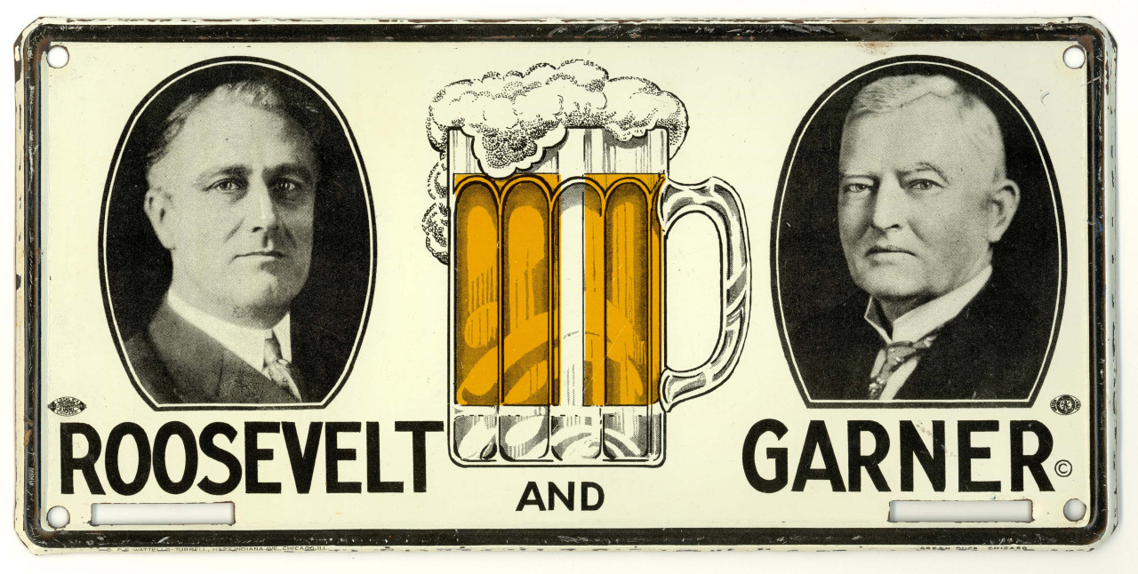 Franklin Delano Roosevelt and John Nance Garner campaign license plate - 1932