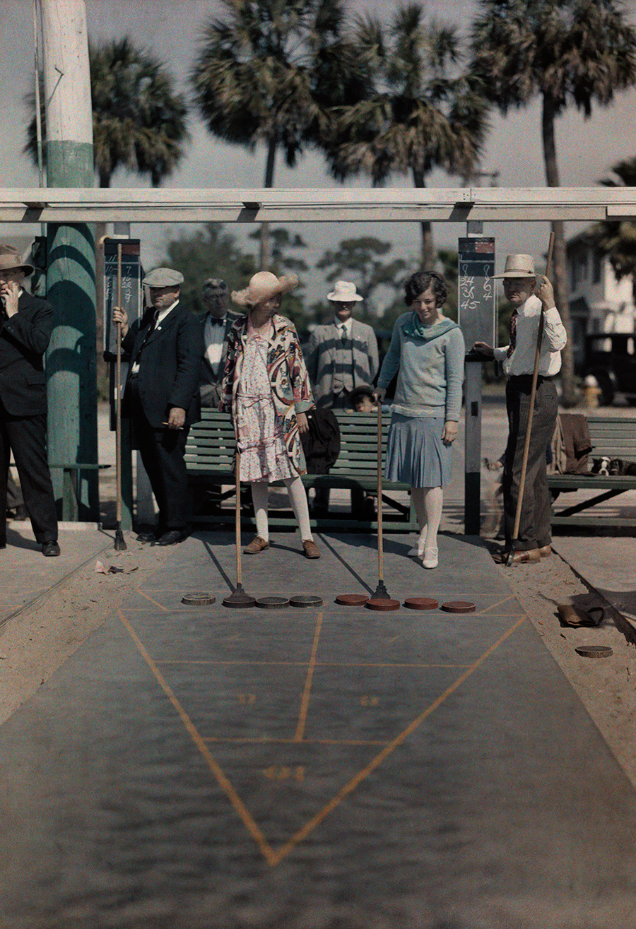 Visitors play shuffleboard at a recreation center near Mirror Lake in St. Petersburg, Florida, 1929.Photograph by Clifton R. Adams, National Geographic Creative