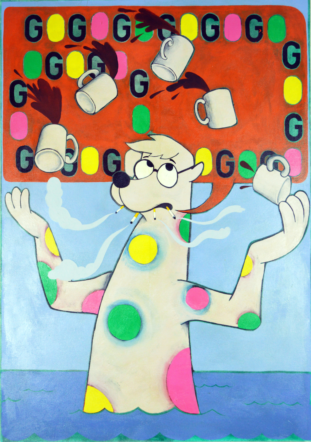 “Gogogogogo”, 2014, 60″ x 48″, Oil and Acrylic on Canvas, $800