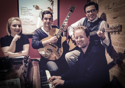THE RHYTHM RAPSCALLIONSMournful blues, lovely ballads and rompin’ jazz standards. A quirky yet danceable sound with a good sense of playfulness and humor.Arash Ardehali, guitar; Jessica Feathers, voice; Jens Glaser, piano.   Performing Sunday, May 3rd, from 4:15 to 5:00 pm in the 400 block of Summit.Water Hill Music Fest 2015