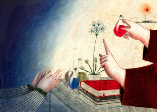 El elixir de la sabiduría está en los libros (ilustración de Giulia Tomai)