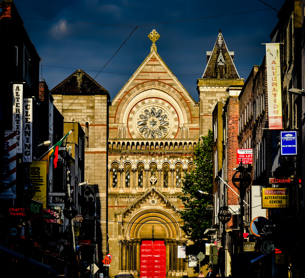St Ann&rsquo;s Church along Grafton Street with sunset reflection - Dublin Ireland by mbell1975